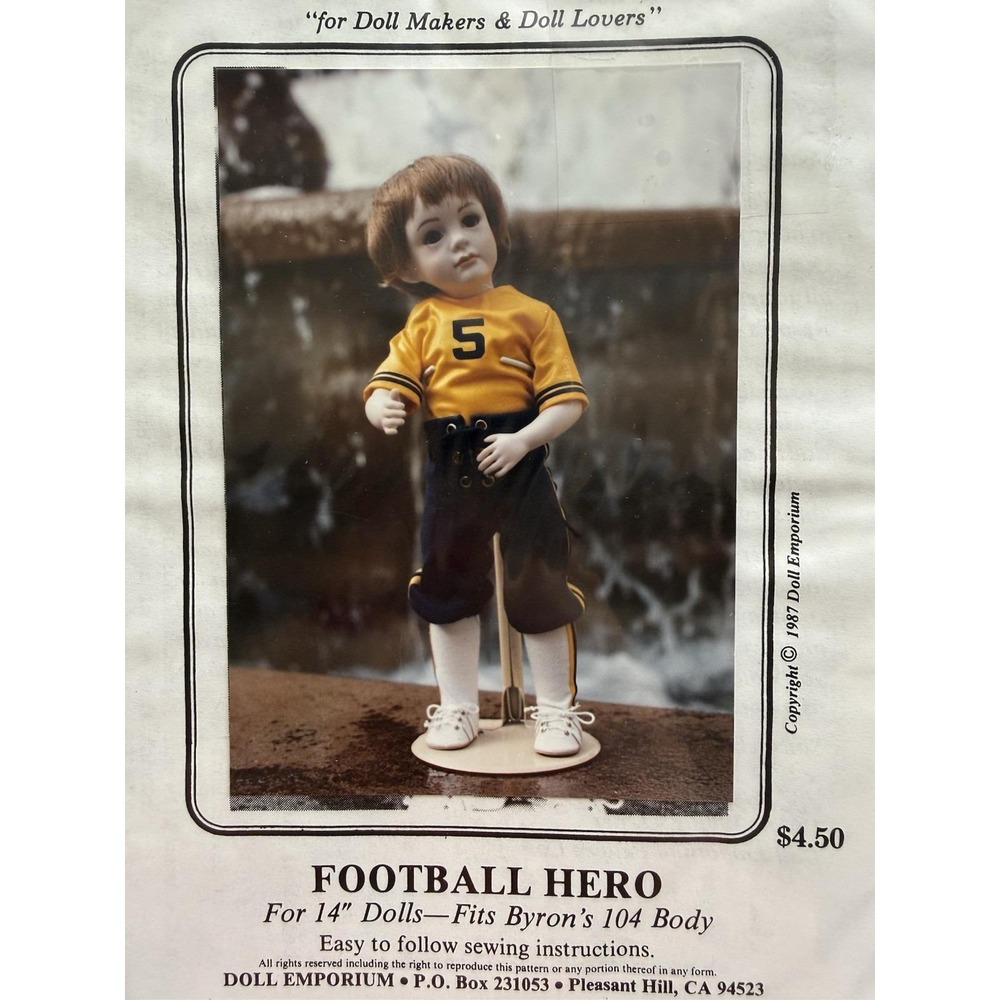Doll Emporium Pattern 103 Football Hero Player Uniform For 14"Dolls‎ Uncut